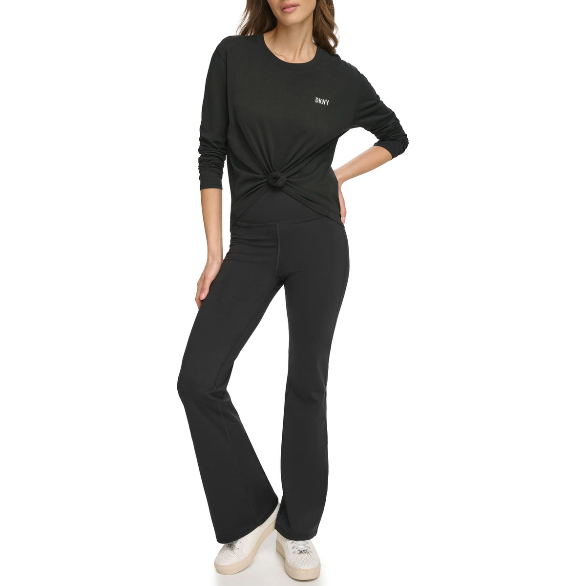 DKNY SPORT Women's Metallic Bubble Logo T-Shirt, Black, M