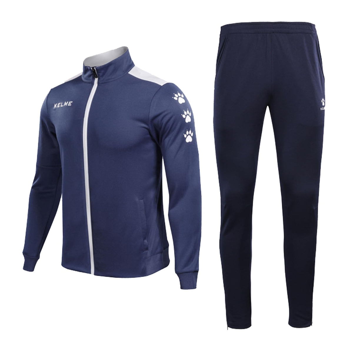 KELME Men's Tracksuits, Sportswear, Top and Bottom Set, Jacket & Long Pants, Casual Training Wear, Athletic Workout Shirt Dark Blue XX-Large