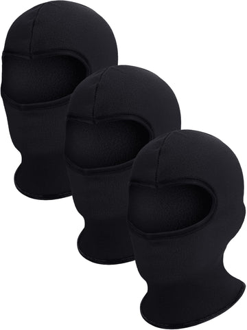 3 Pieces Kid Balaclava Hats Winter Fleece Hats Windproof Ski Face Mask Warm Face Covering Neck Warmers for Boys Girls (Black,for 10-15 years)