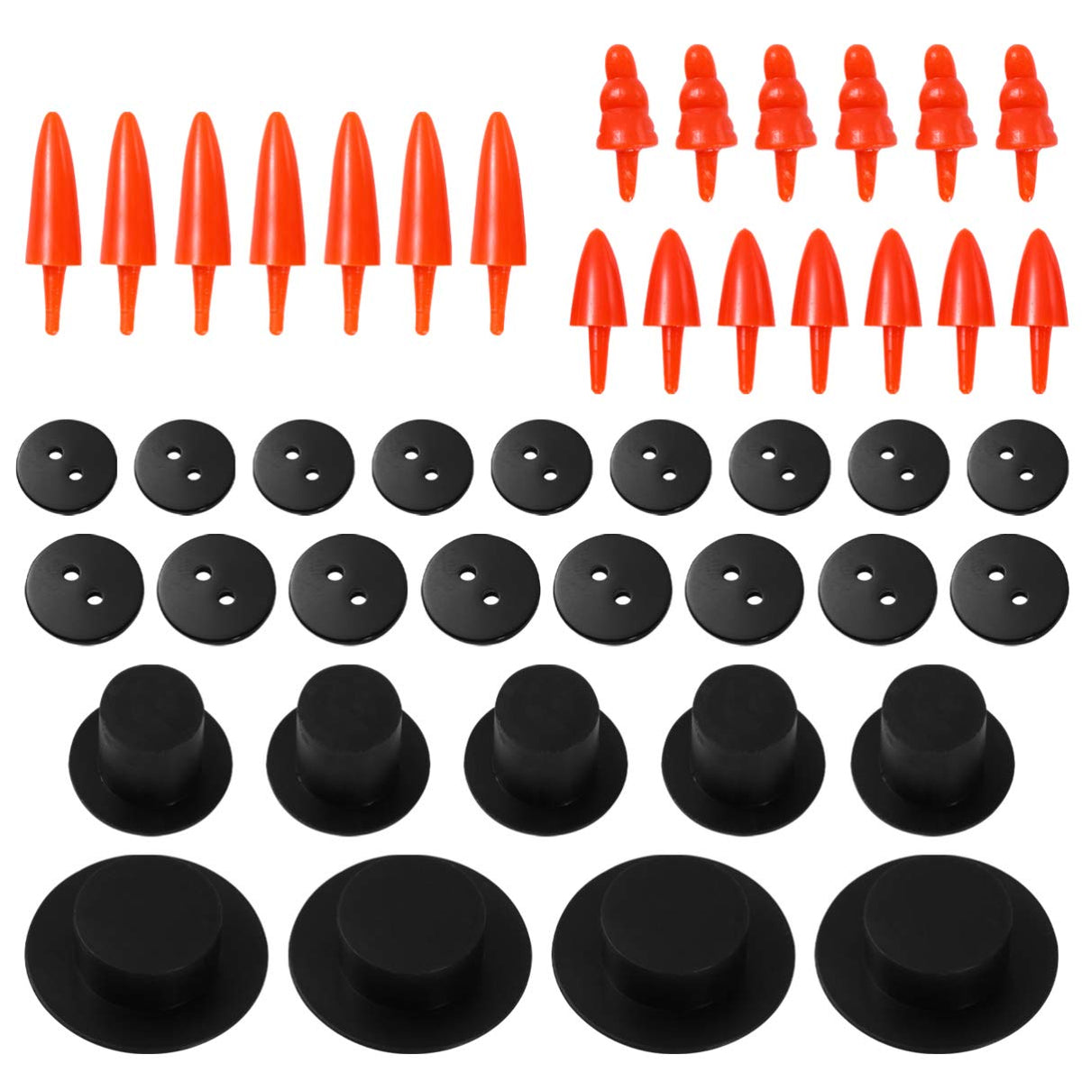 320pcs DIY Christmas Snowman Ornament Set Carrot Nose Buttons Black Clown Hats Felt Snowman Games Kit Toddler Xmas Craft