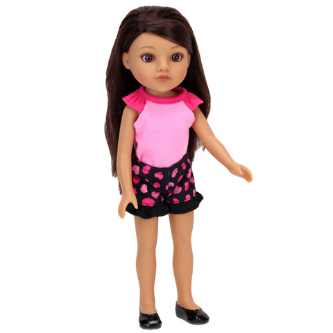 Sophia's Shoes Pack Set includes Dressy Black Faux Patent Leather Flats and Pink Canvas Sneakers with Laces for 14.5" Dolls