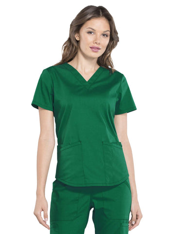 CHEROKEE Workwear Professionals Women Scrubs Top V-Neck WW665, M, Hunter Green