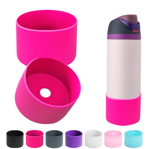 AESKEIA 2PCS Silicone Water Bottle Boot for Owala 24oz 32oz 40oz,Anti-Slip Protective Sleeve Bottom Bumper Protector for FreeSip, Twist, and Flip Stainless Steel Water Bottles (Pink, 32oz)