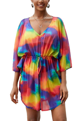 YouKD Women's Summer Tunic Tops Bohemian Beach Cover Up Dress Resort Swimsuit Robe Tees