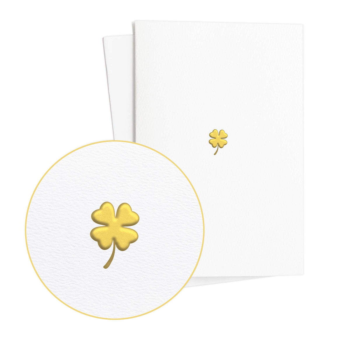Set of 2 Cards, Good Luck Card, Lucky Clover in Gold Embossing, E33