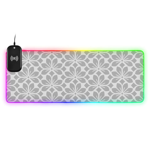 Floral Wireless Charging Mouse Pad for Mobile Phone Extra Large Gaming Mousepad with 13 Lighting Modes Mouse Mat for Office Home Gaming MacBook PC Laptop Desk