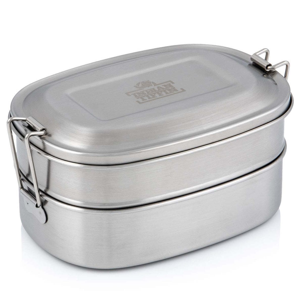 Indian-Tiffin Stainless Steel Double Layer Rectangular Lunchbox with Divider