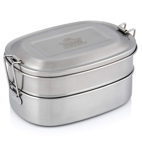 Indian-Tiffin Stainless Steel Double Layer Rectangular Lunchbox with Divider