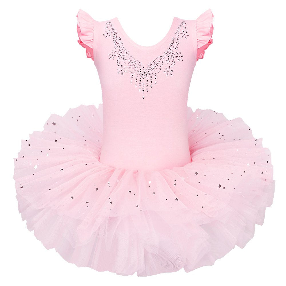 BAOHULU Ballet Leotards for Girls Full Skirted Dance Tutu Dress Party Costumes B184_Peach_XL