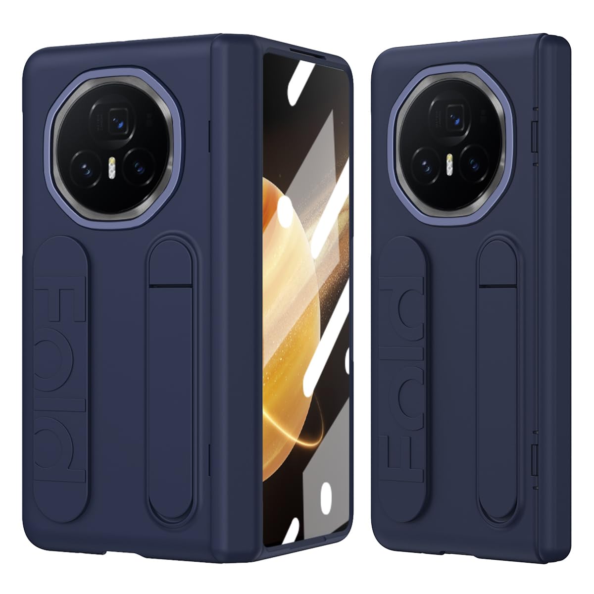 Eabhulie Case for Honor Magic V3 Grip Case with Hand Strap, Hinge Protection, Kickstand, Built-in Screen Protector Blue