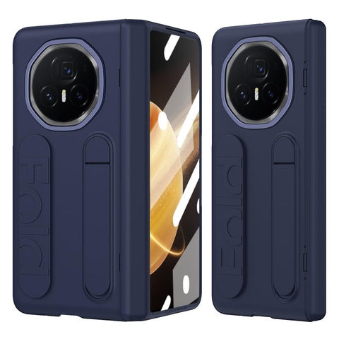 Eabhulie Case for Honor Magic V3 Grip Case with Hand Strap, Hinge Protection, Kickstand, Built-in Screen Protector Blue