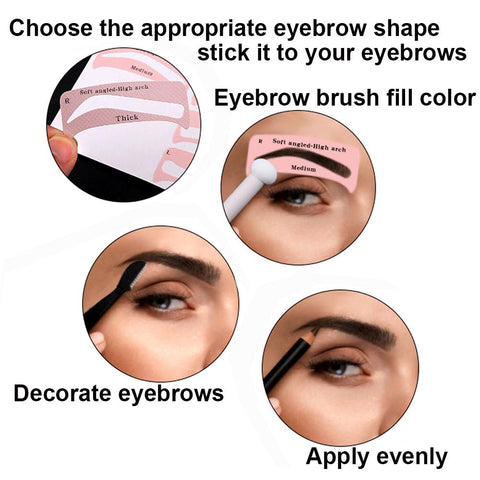 16 Sheets Eyebrow Stencil, Eyebrow Stamp Stencil Eyebrow Template With Strap 3 Minutes Makeup Eyebrow Artifact for Makeup