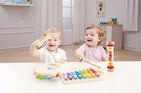 Hape Toddler Beat Box Set, Wooden Music Toy Set E8148, L: 15.8, W: 2.8, H: 14.2 inch