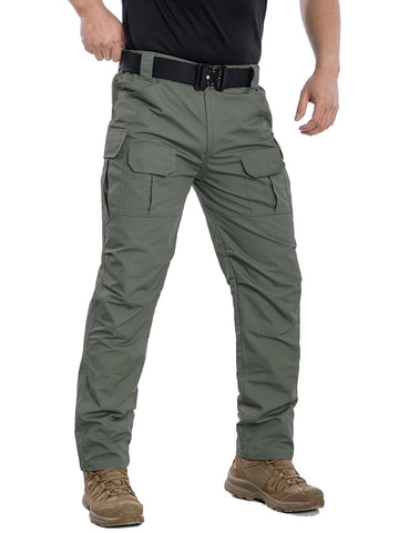 NAVEKULL Men's Outdoor Tactical Pants Rip Stop Lightweight Waterproof Military Combat Cargo Work Hiking Pants Army Green