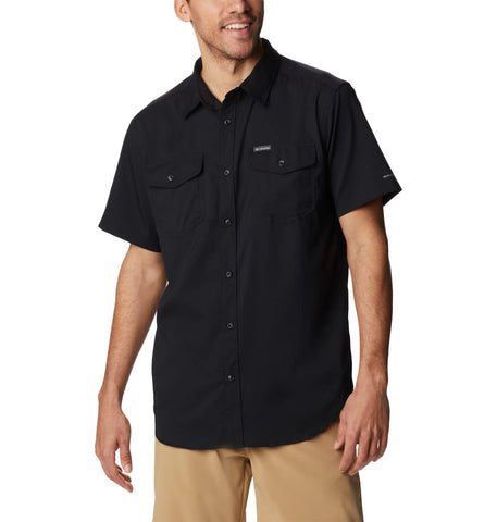 Columbia Men's Utilizer II Solid Short Sleeve Shirt, Moisture Wicking, Sun Protection, Stone Green, 4X Tall