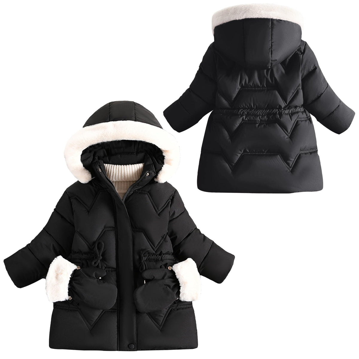 Maeau - Toddler Winter Coat Girls Puffer Jacket Kids Down Jacket Baby Waterproof Windproof Outwear with Hooded