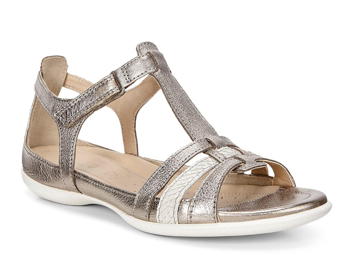 Ecco Womens Flash T-Strap Gladiator Sandal, Warm Grey Metallic/Moon Rock, 35 EU/4-4.5 M US