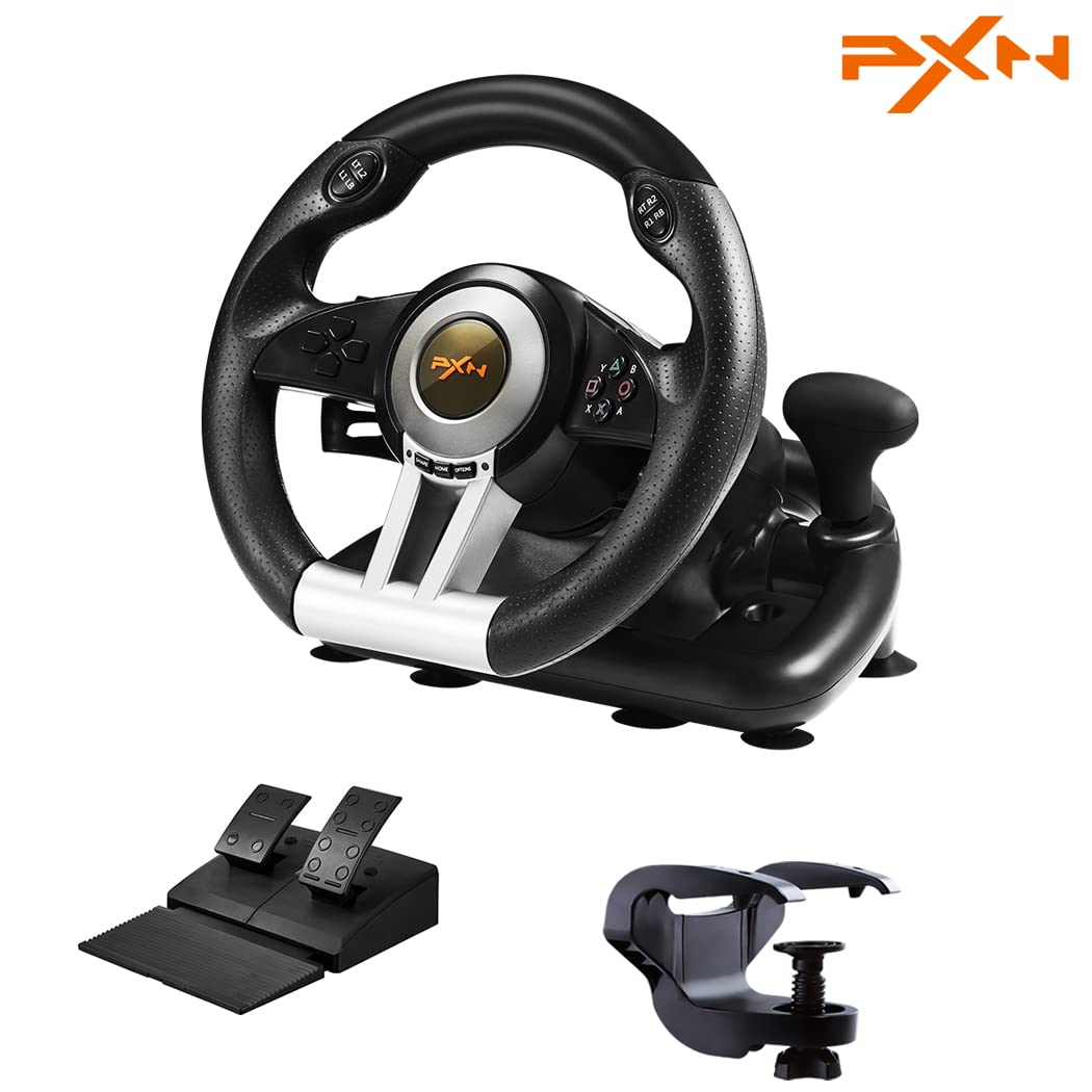 PXN Xbox Steering Wheel V3II 180ÃƒÆ’Ã†â€™ÃƒÂ¢Ã¢â€šÂ¬Ã…Â¡ÃƒÆ’Ã¢â‚¬Å¡Ãƒâ€šÃ‚Â° PC Gaming Racing Wheel Driving Wheel, with Linear Pedals and Racing Paddles for PC, PS4, Xbox One, Xbox Series X|S, Nintendo Switch - Black