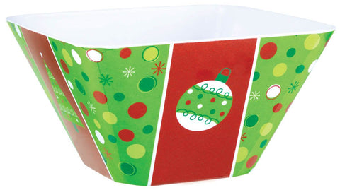 Amscan Holiday Buzz Cocktail Large Square Glitter Bowl Christmas Party Tableware and Serve ware (1 Piece), Red/Green, 10" x 10" x 5 1/4"