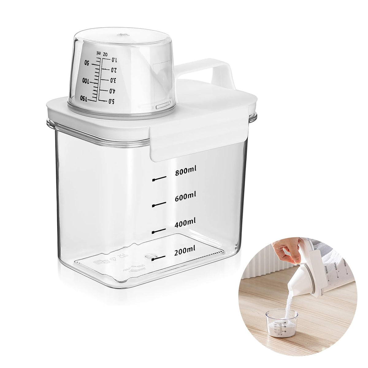 thirei 1100 ml detergent box for soft detergent, detergent storage, washing powder storage box, for use in detergents, liquid detergents and scented beads