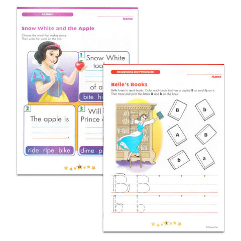 Disney Princess Workbooks Super Set Kindergarten First Grade - Bundle of 4 Workbooks with Reward Stickers Alphabet, Reading, Time, Money, Phonics, and More