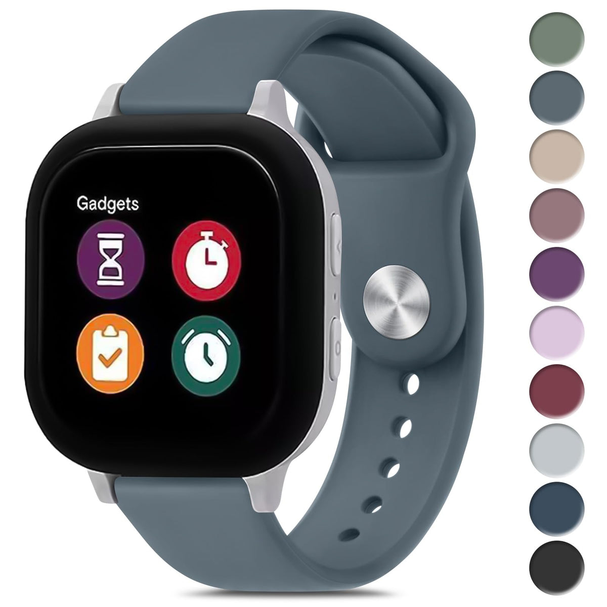Meliya Bands for Gizmo Watch 3 2 1 / Gabb Watch, 20mm Quick Release Soft Silicone Sport Replacement Watch Strap for Verizon Gizmo Smart Watch 3 2 1 for Girls and Boys (Blue Gray)