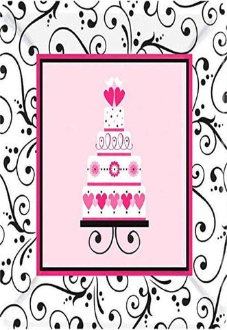 Amscan Sweet Wedding Square Dessert Paper Party Plates (18 Piece), 7", Pink/White/Black