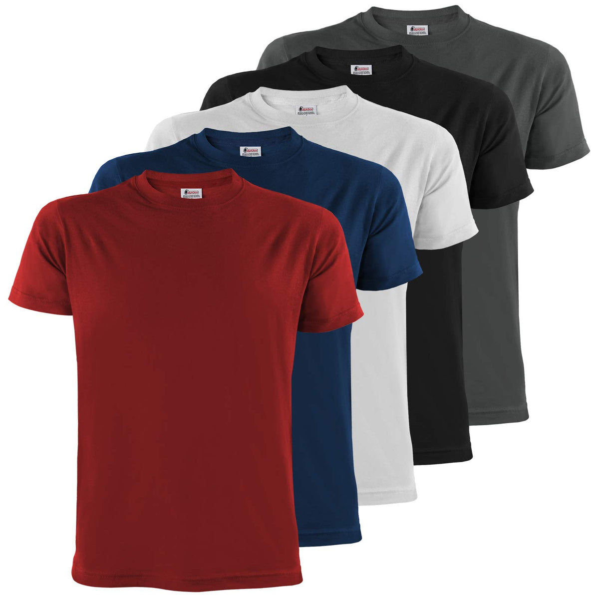 ALPIDEX Men's T-Shirts Pack of 5 with Round Neck, Plain Size S M L XL XXL 3XL 4XL 5XL, Size:XXXL, Colour:Fire