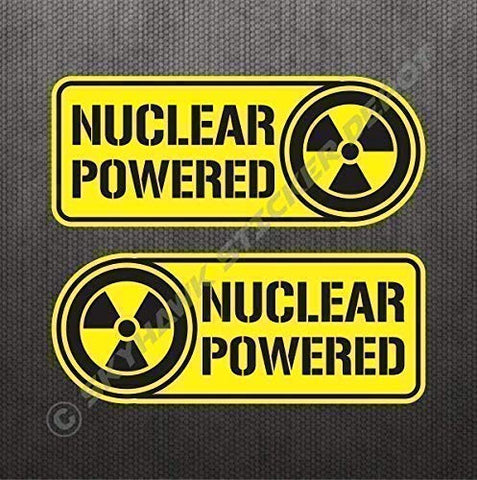 Nuclear Powered Set Funny Vinyl Decal Bumper Sticker Radioactive Symbol For Car Truck SUV Motorcycle Body Panels Fits Tesla & EV Vehicles