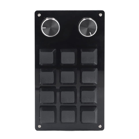 Cuifati DIY Programmable Mechanical Gaming Keypad with 12 Keys & 2 Knobs, Small & Portable, USB Cable, Wide Applications