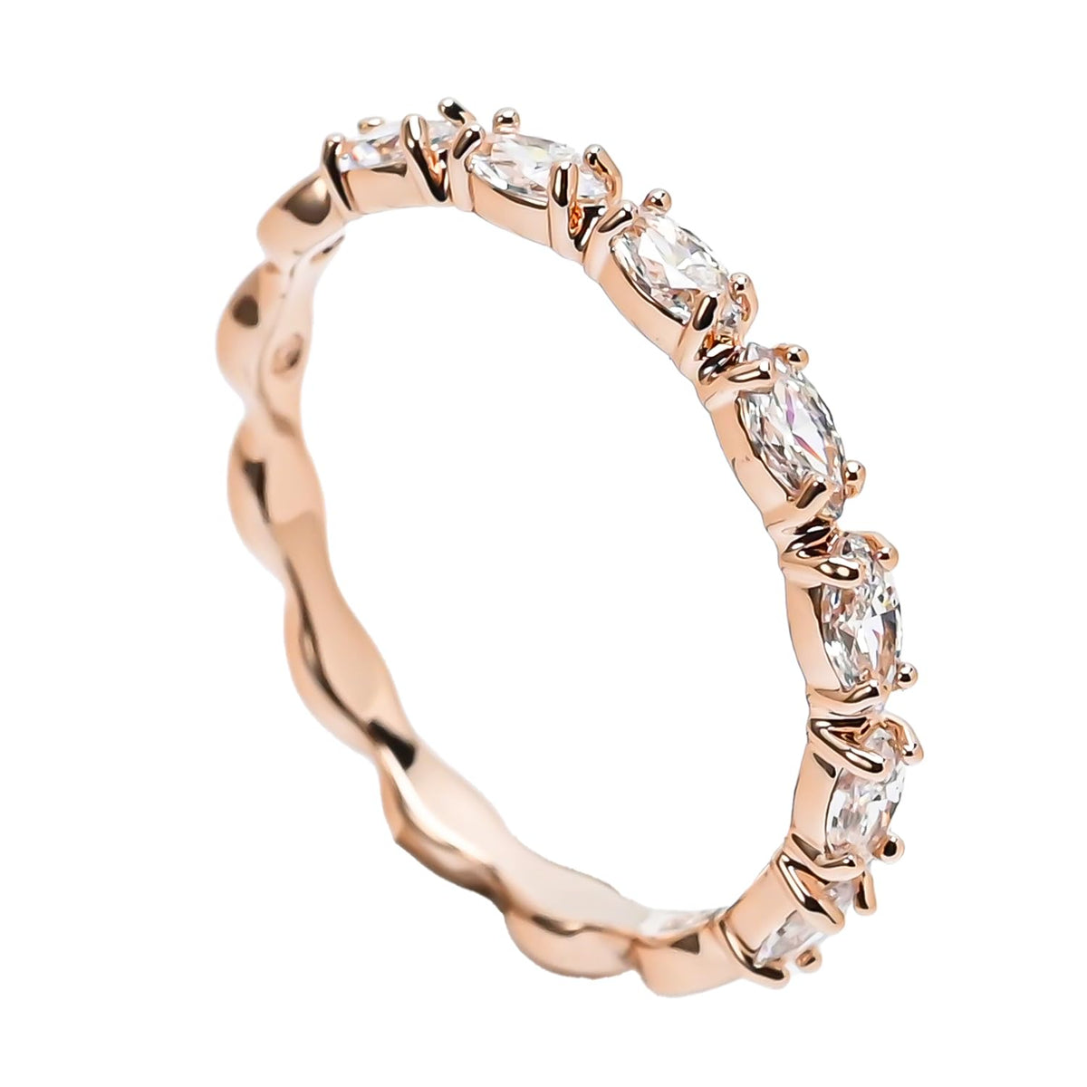 SWAROVSKI Crystal Vittore Marquise Rose Gold-Plated Stackable Ring - Size 5.5