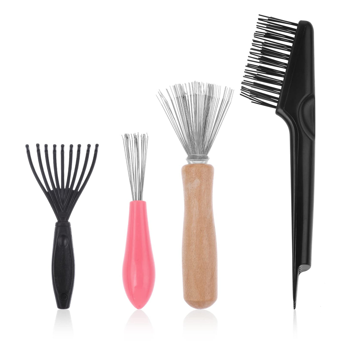 4 Pieces Hair Brush Cleaner Tool Set Comb Cleaning Brush Hair Brush Cleaner Rake Hair Brush Cleaning Tool for Removing Hair Dust Home Salon Use (4 Style)