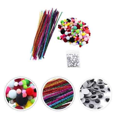 EXCEART 1 Set Christmas Material Pack Craft pom Balls Kids Fuzzy Sticks Crafts Kids Halloween Craft pom pom Balls Doll Plush Craft Sticks Bulk Child Plastic Process Tube Hairball