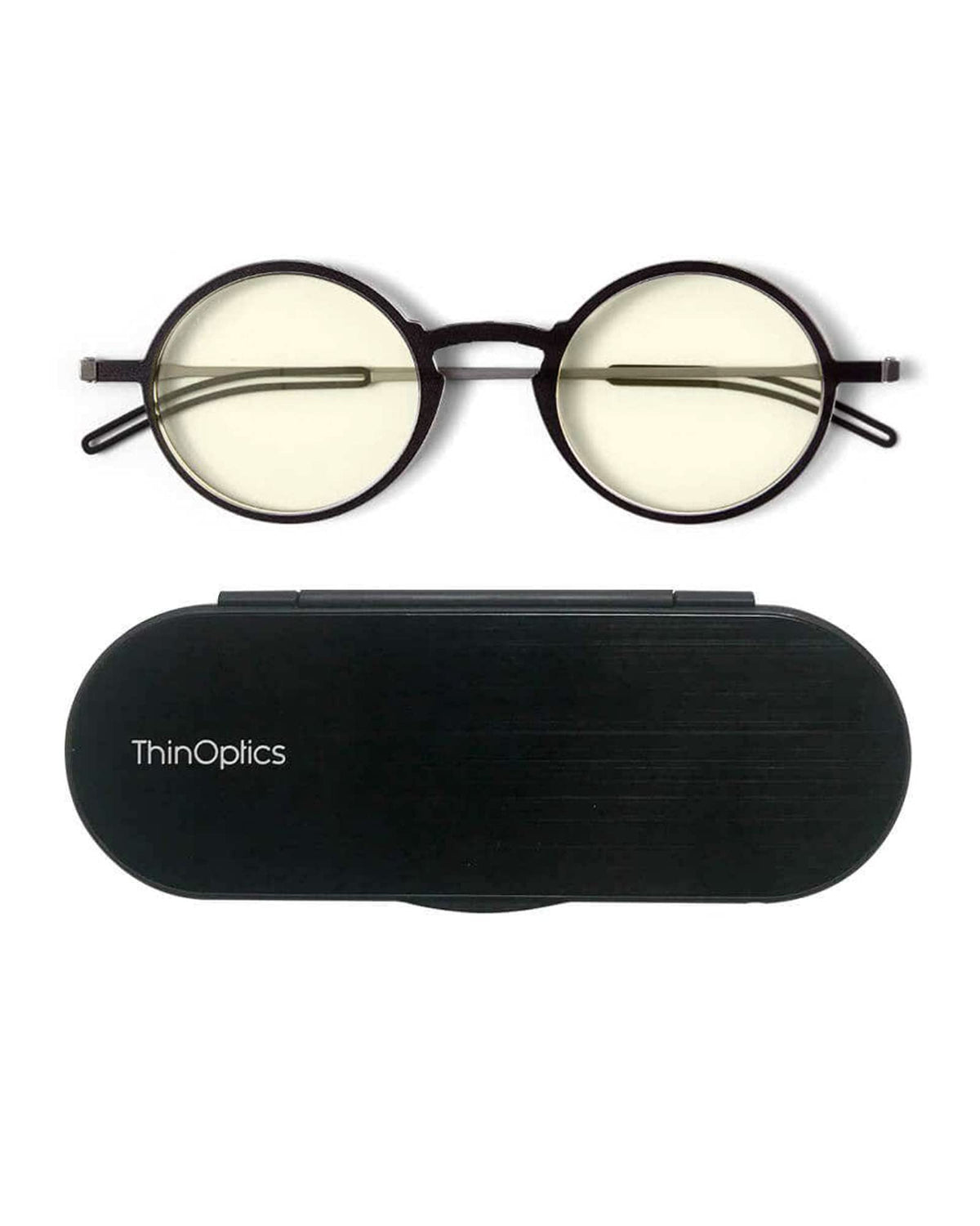ThinOptics unisex adult Manhattan Blue Light Blocking Reading Glasses, Black Frames Blue Light Filtering, 44 mm US