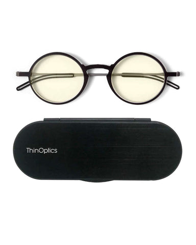 ThinOptics unisex adult Manhattan Blue Light Blocking Reading Glasses, Black Frames Blue Light Filtering, 44 mm US