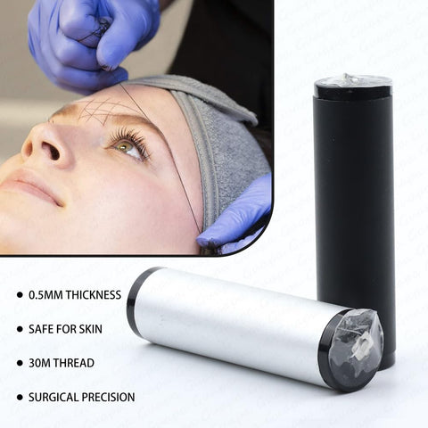 Tattoo Brow Mapping Threading String 2 x 100 Ft Bottles Pre-Inked Eyebrow Mapping String Thread for Permanent Makeup Microblading Supplies Marking Symmetrical Brows (2PCS Violet)