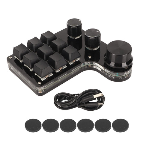 Naroote Macro Pad,Macro Keyboard Mini 9 Key Keypad with 3 Knob RGB Light Blue Switch DIY Programmable Universal Mini Macro Mechanical Gaming Keyboard Programming Keyboard for Pc