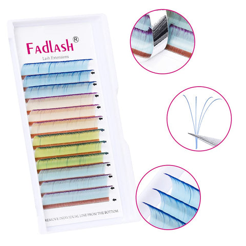 Colored Lash Extensions Lash Extensions Easy Fan Volume Lashes C/D Curl Volume Lash Extensions 0.07 FADLASH Self Fanning Eyelash Extension Supplies (0.07D, 16mm)