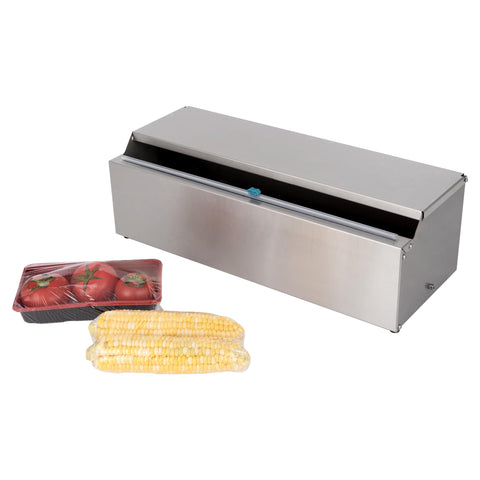 Stainless Steel Food Wrap Dispenser - 18â€ Commercial Stretch Film Packing Machine with Slide Cutter