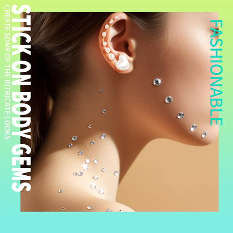 Teenitor Face Gems Self Adhesive Face Rhinestones for Makeup Face Jewels, Stick On Pearls Hair Gems, Pearl Rhinestones Stickers for Face, Hair, Eye, Nail, Body, Crafts