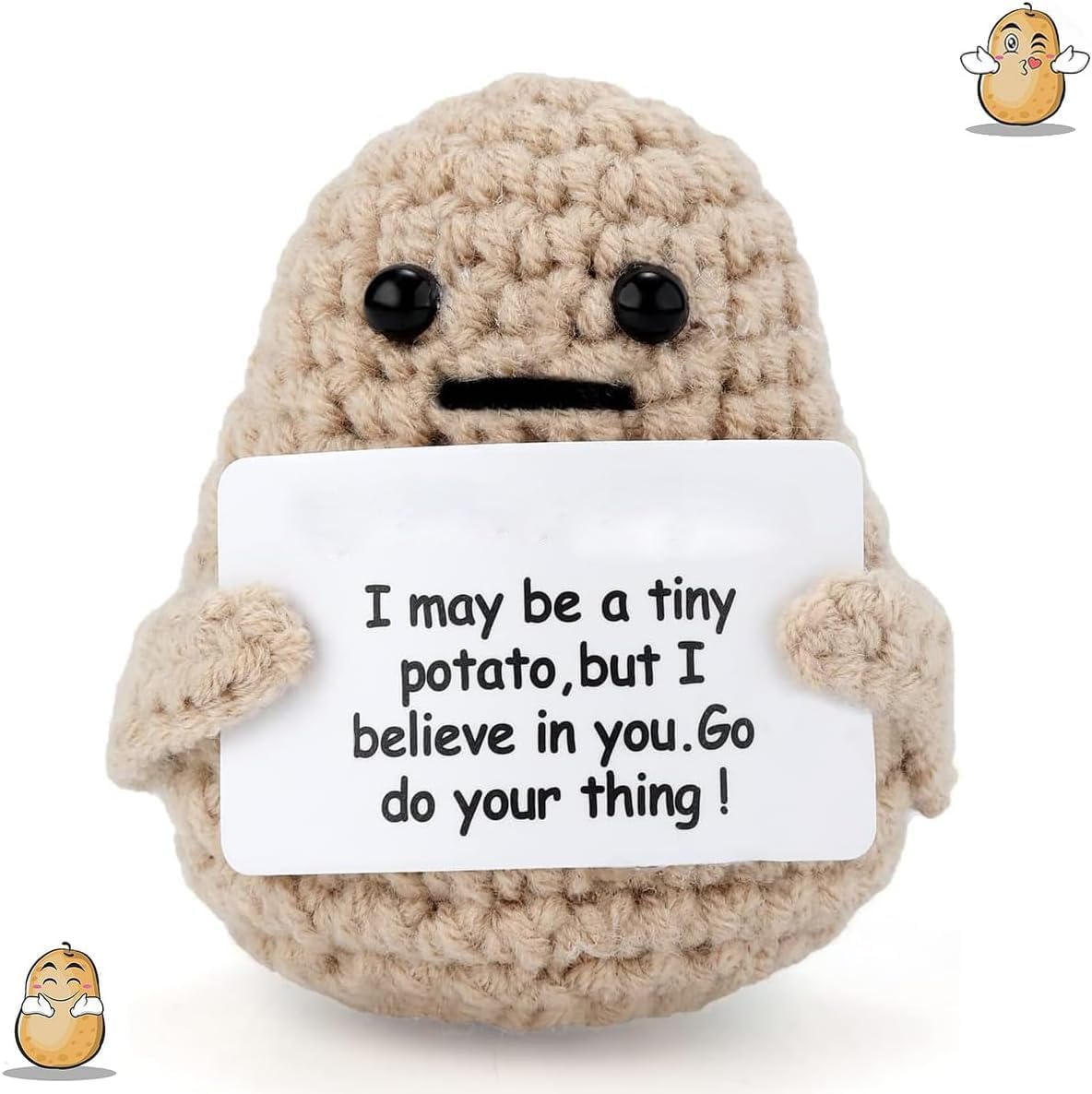 SUCETOY Plushies Positive Doll Potato Knitted with Positive Good Luck Card Positive Gifts for Women,School Leavers,Boys,Girls.Kids Positive Gifts for All Age (COLOR6)