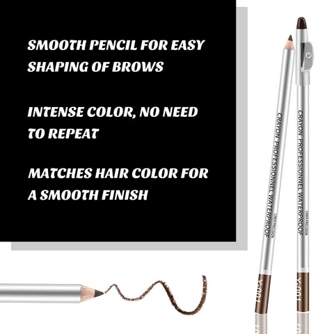 Boobeen Waterproof Eyebrow Pencil, Microblading Brow Pen with Sharpener, Brow Defining and Shaping, Create a Natural Wild Eyebrow Makeup