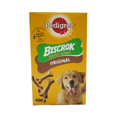 Pedigree Biscrock Dog Gravy Bones Dog Biscuits Low Fat Tasty Dog Treat 400g (Pack of 2)