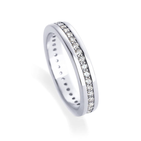 PAVOI Rhodium Plated Stacking Tiny Cubic Zirconia Band | Eternity Rings for Women | Thumb Ring | Size 8