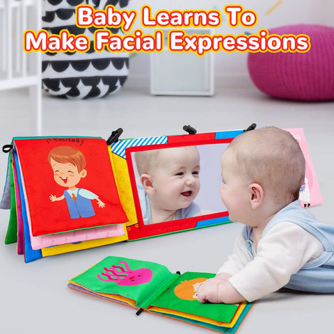 teytoy Baby Mirror Tummy Time Toys, Baby Toys 0-6 Months with Cloth Books,3D Activity Sensory Montessori Toys Emotions Toys Feeling Toys for Baby Toddler Children for Autism