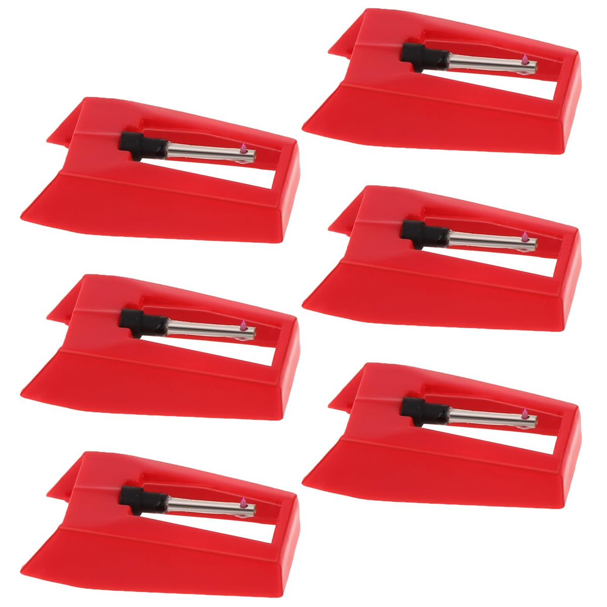 6pcs Record Player Needles Replacement, Diamond Stylus Durable Turntable Needles, Universal LP Phonograph Needle Compatible with Crosley, Victrola Vinyl Record Player (Red)