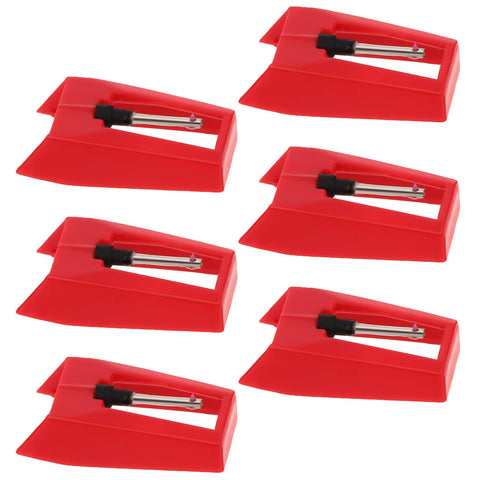 6pcs Record Player Needles Replacement, Diamond Stylus Durable Turntable Needles, Universal LP Phonograph Needle Compatible with Crosley, Victrola Vinyl Record Player (Red)