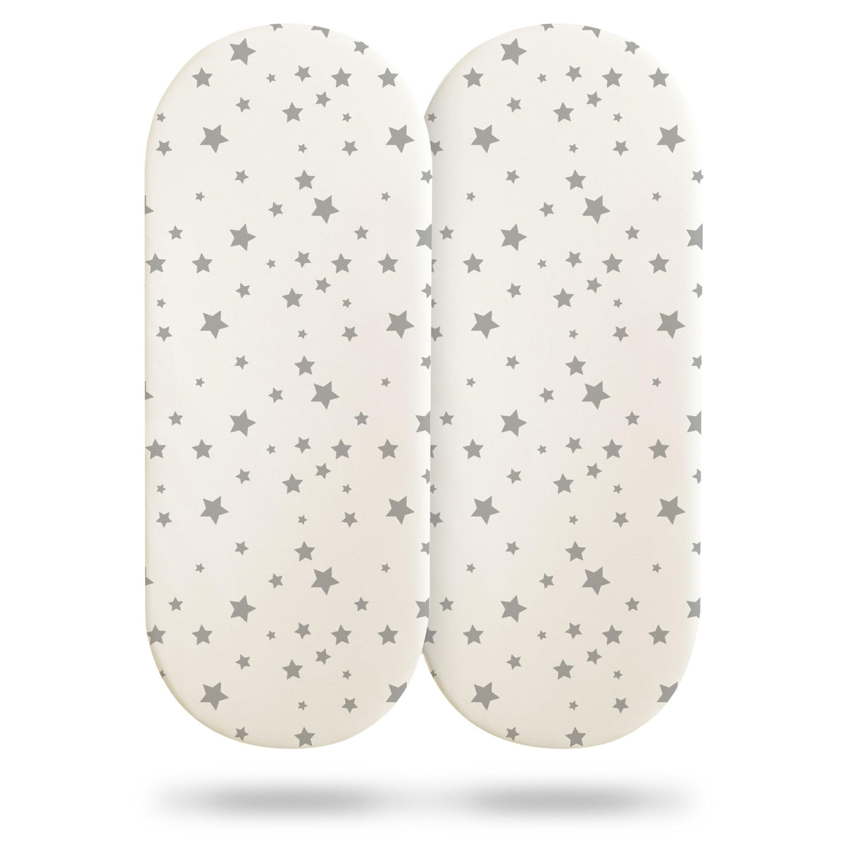 Silentnight Safe Nights Moses Basket Fitted Sheets Set 100% Jersey Cotton Bassinet Size Pack of Two Plain Grey Star Newborn Easy Care Super Soft for Baby with Storage Bag (28 cm x 75 cm x 9 cm)
