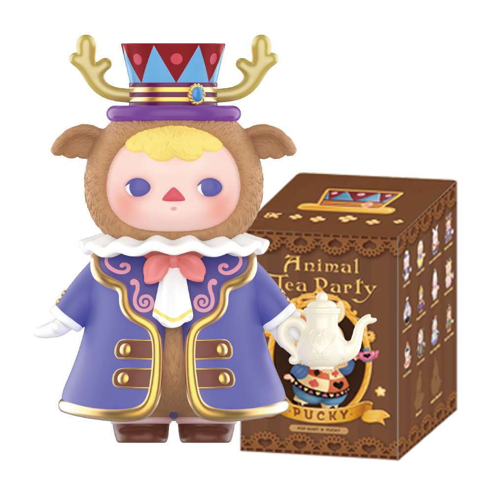 POP MART Pucky Animal Tea Party 1PC Exclusive Action Figure Box Toy Bulk Box Popular Collectible Art Toy Cute Figure Creative Gift, for Christmas Birthday Party Holiday