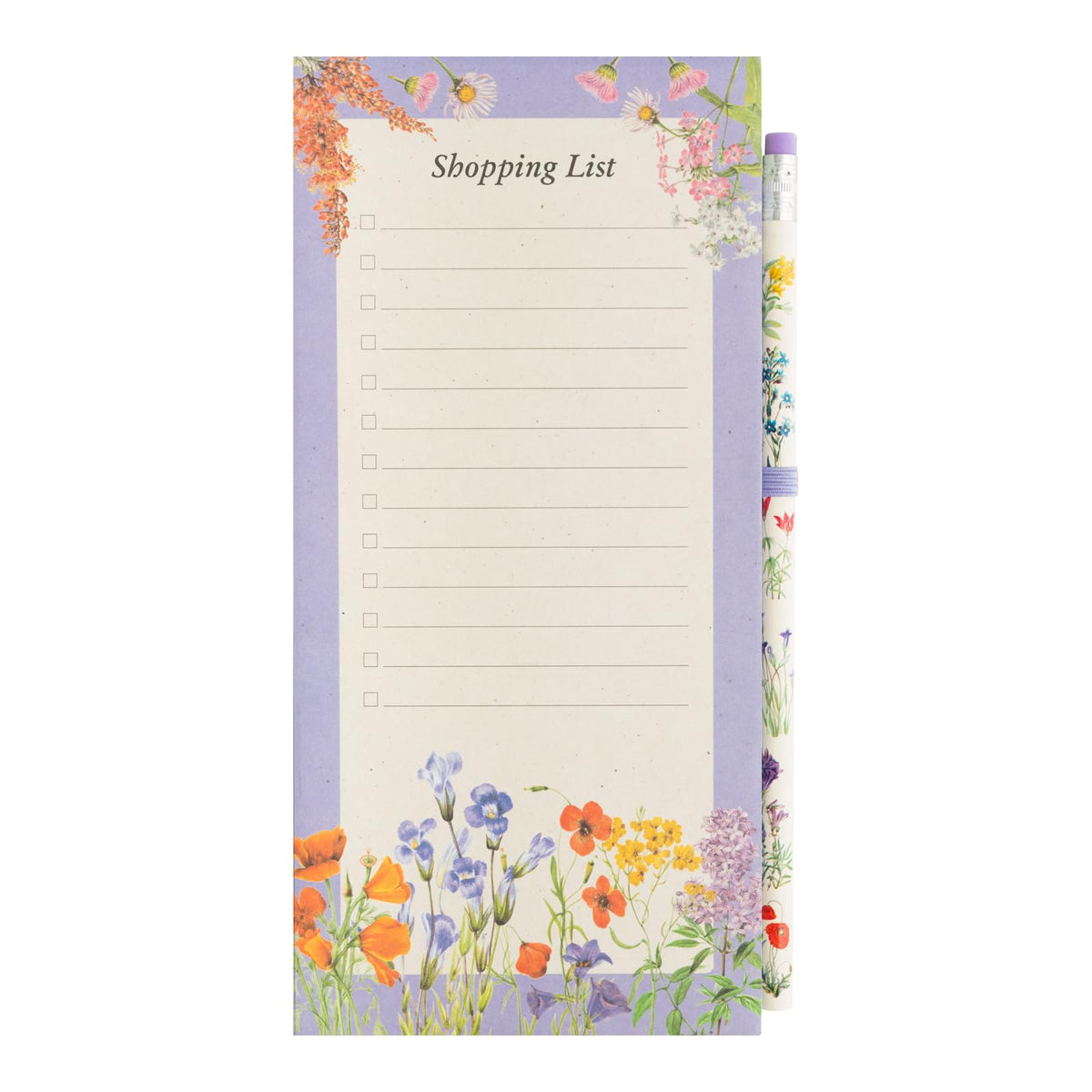 Kokonote Botanical Wild Flowers Magnetic Organiser | Magnetic Shopping List | 4 x 8 inches - 10 x 21 cm | Magnetic Notepad | Magnetic Fridge Notepad | Flower Gifts